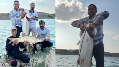 Oltayı attı 30 kiloluk turna balığını yakaladı!