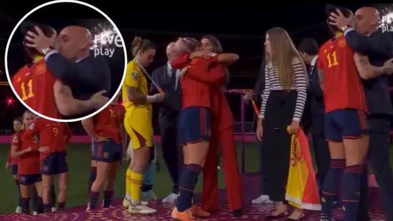 Kupa töreninde skandal hareket: Federasyon başkanı futbolcuyu dudağından öptü