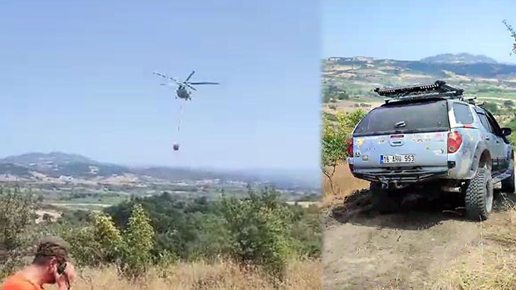 Bursa’da orman yangını! Vatandaşlar off-road araçlarıyla destek verdi