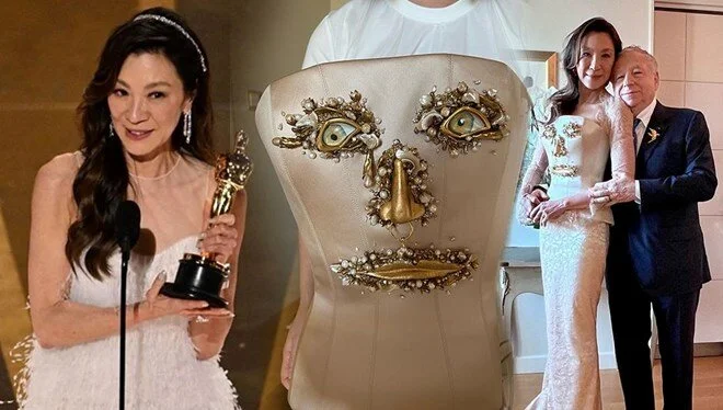 Oscar ödüllü oyuncu Michelle Yeoh’nun ilginç gelinliği
