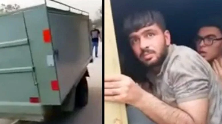 Göçmenler yangının ortasında kapalı römorkta kaderine terk edildi