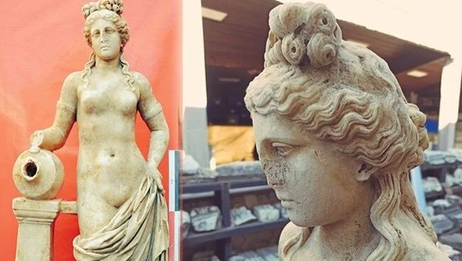 1800 yıllık su perisi heykeli bulundu
