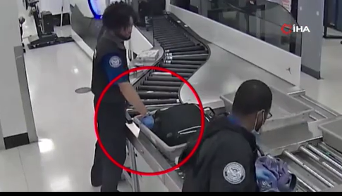 Havalimanındaki güvenlik görevlisi yolcu çantasından para çaldı