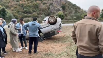 Bursa’da feci kaza! Kontrolden çıkan araç takla attı