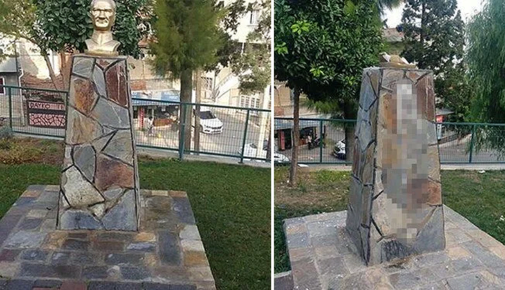 İzmir’de Atatürk büstüne saldırı