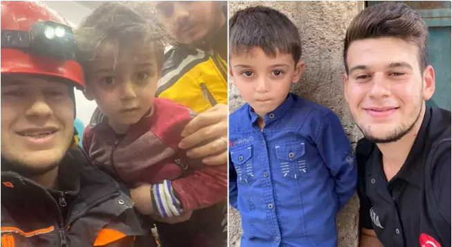 Depremde kurtardıkları çocukla Suriye’de karşılaştılar