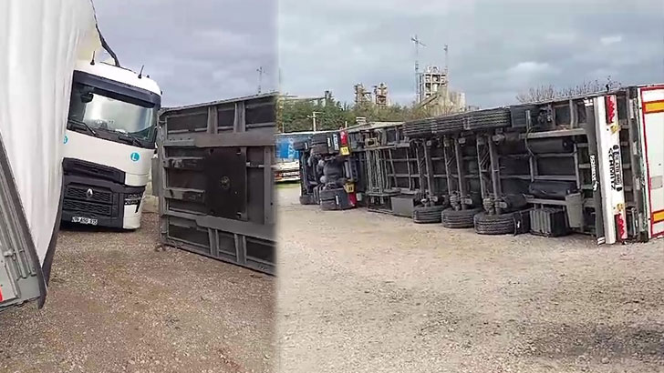 Bursa’da fırtına TIR’ları devirdi!