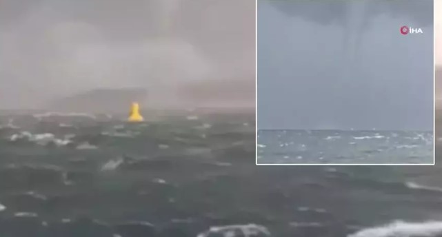 İzmir açıklarında korkutan hortum!