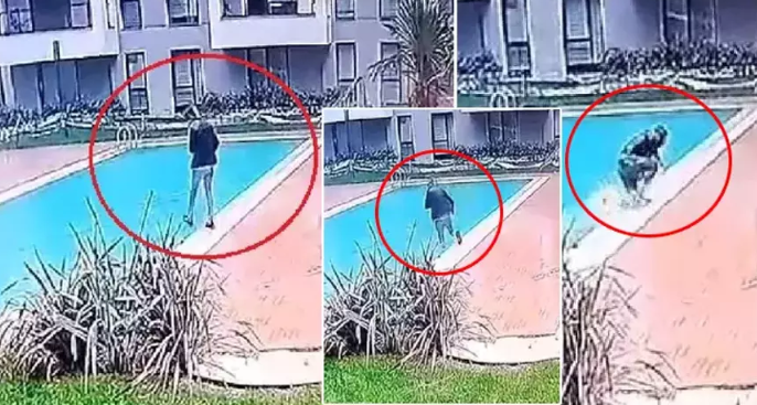 Bursa’da teslimat için siteye giden kurye havuza düştü