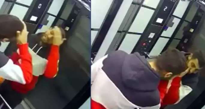 Şoke eden yalan kameraya takıldı! Asansöre bindi uzun süre dişlerini inceledi