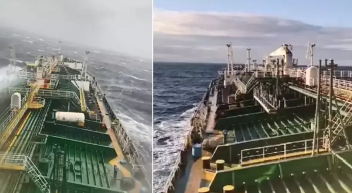 Bu görüntüler Karadeniz’den! 183 metrelik gemi beşik gibi sallandı