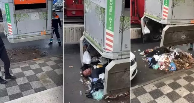 Çöp konteynerine giren kişi 2 gün sonra vinçle çıkarıldı