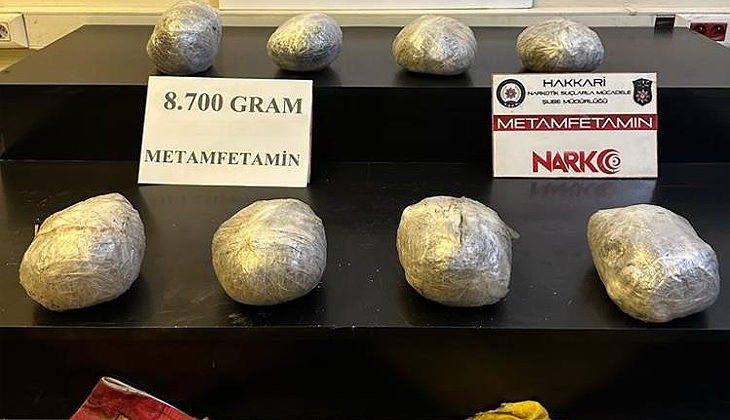 Yüksekova’da 8 kilo 700 gram metamfetamin ele geçirildi