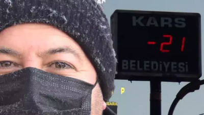 Kars’ın soğuğu kirpik dondurdu!