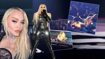 Madonna sahnede yere düştü: Hiçbir şey olmamış gibi devam etti