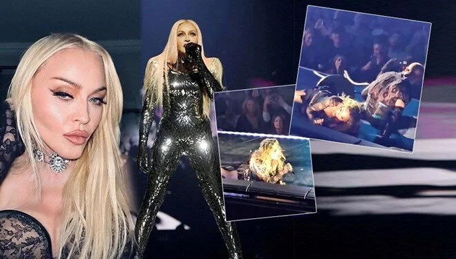 Madonna sahnede yere düştü: Hiçbir şey olmamış gibi devam etti