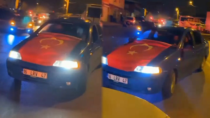 Bursa’da asker konvoyunda drift şov