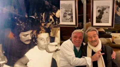 Kadir İnanır yeğeni Levent İnanır ile bir arada