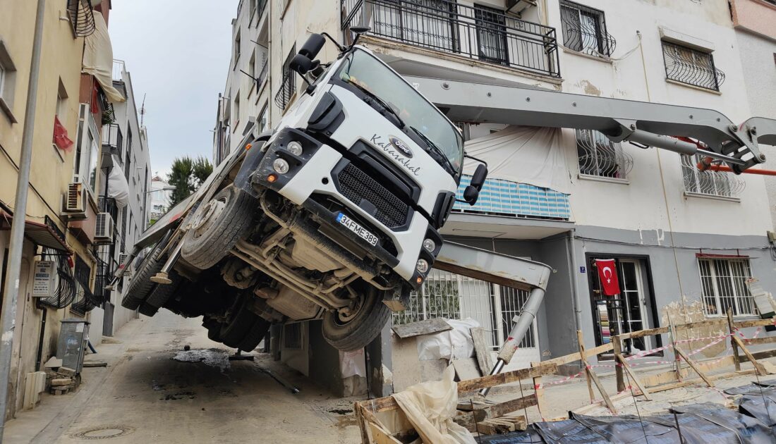 Beton dökme aracı şaha kalktı