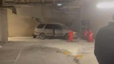 Bursa’da kapalı otoparktaki LPG’li otomobil yandı