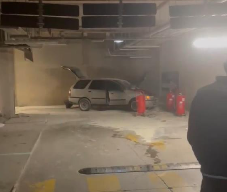 Bursa’da kapalı otoparktaki LPG’li otomobil yandı