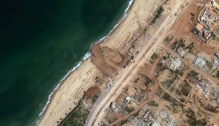 Gazze kıyısına yapılacak limanın inşası uzaydan görüntülendi