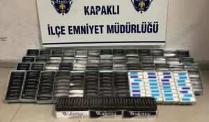 450 adet paketlenmiş sigara ve tabanca ele geçirildi