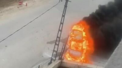 Bursa’da kaza yapan otomobil yandı
