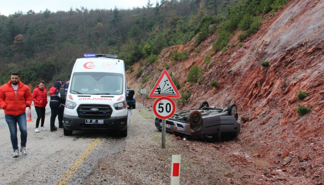 Takla atan otomobilin sürücüsü yaralandı