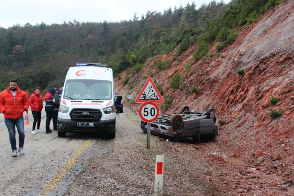 Takla atan otomobilin sürücüsü yaralandı