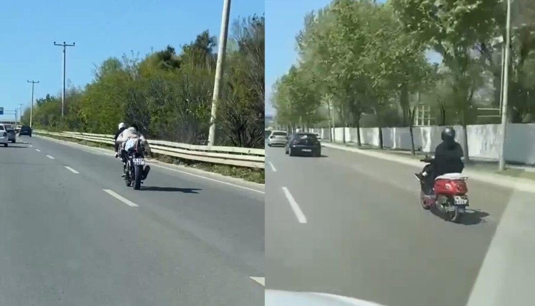 Bursa’da gençlerin motosikletle tehlikeli yolculuğu
