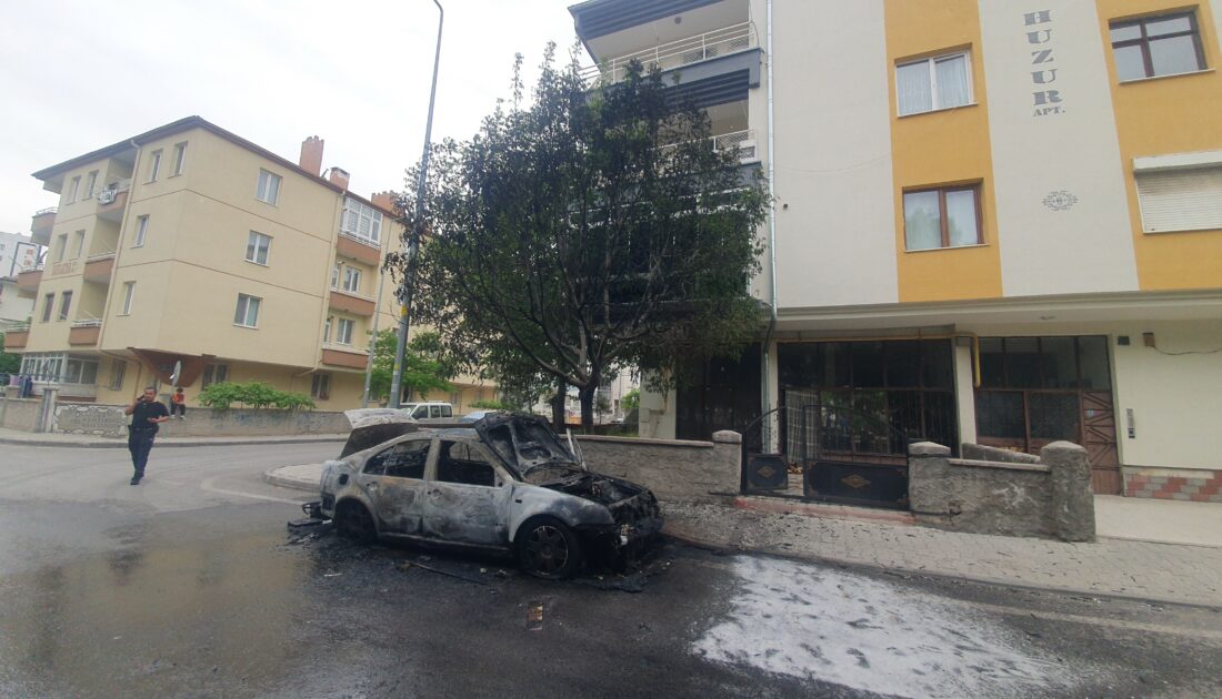 Park halindeki otomobil yanarak küle döndü