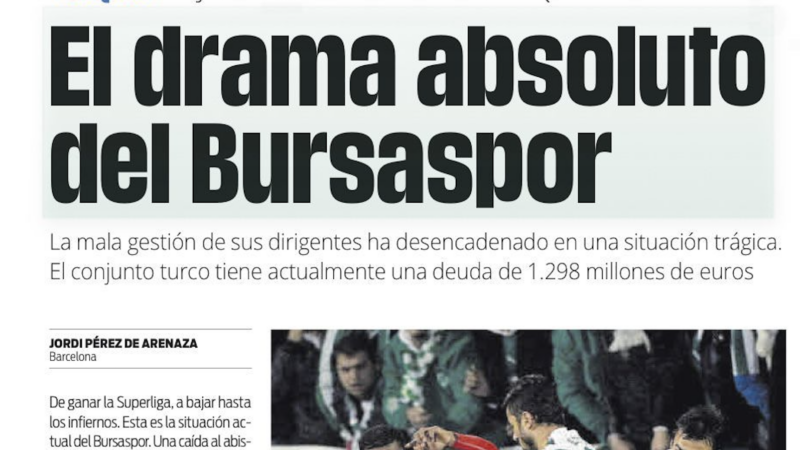 Bursaspor’un gerçek dramı! İspanyol basını tam sayfa haber yaptı