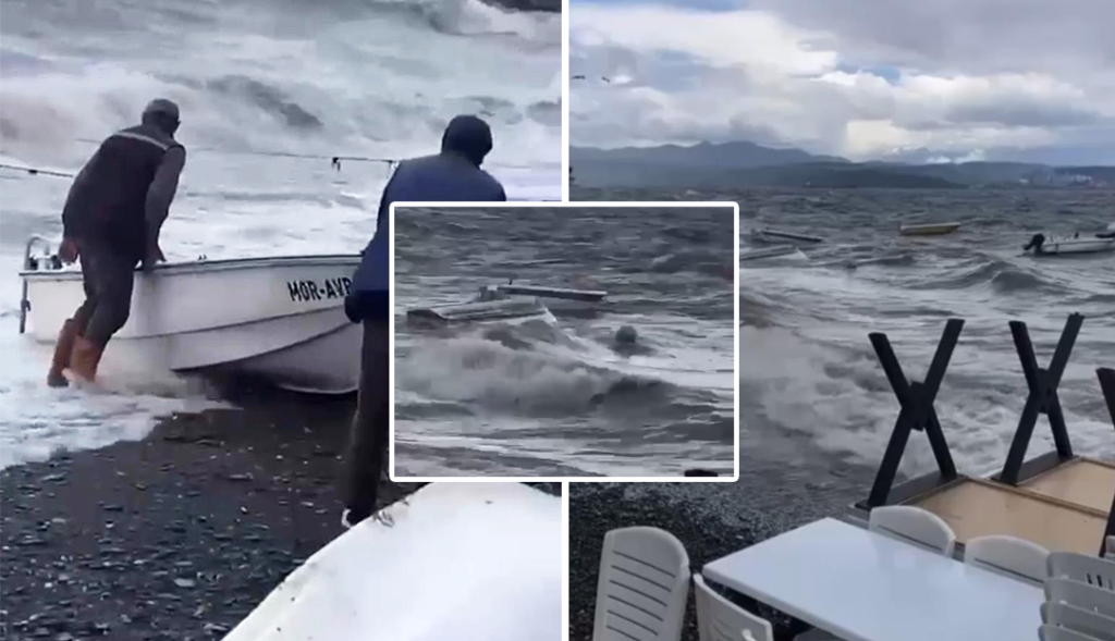 Gemlik’te fırtına ve yağmur hayatı felç etti, tekneler alabora oldu