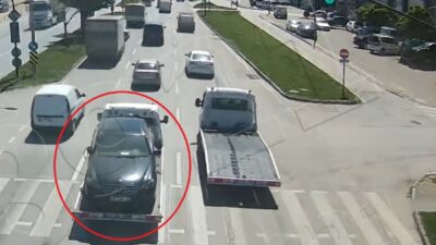 Bursa’da şoke eden hırsızlık! Mercedes’i çekiciyle çaldılar