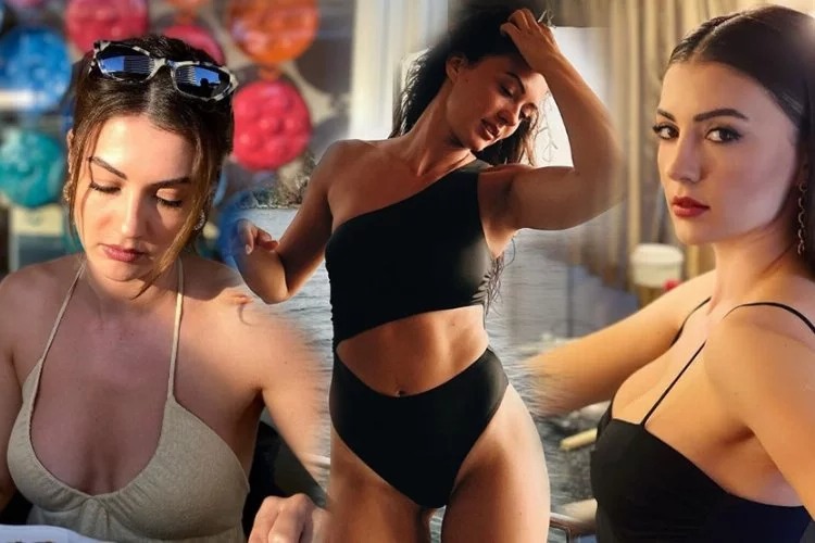 Burcu Özberk mini etekli kombiniyle poz verdi