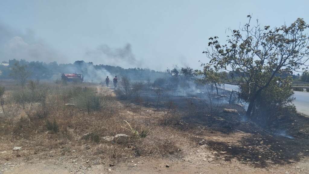 Sigara izmariti yangına neden oldu, dumanlar karayolunu kapladı
