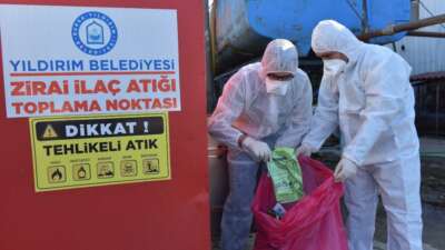 Yıldırım’da 580 kilogram zirai ilaç atık kutusu toplandı