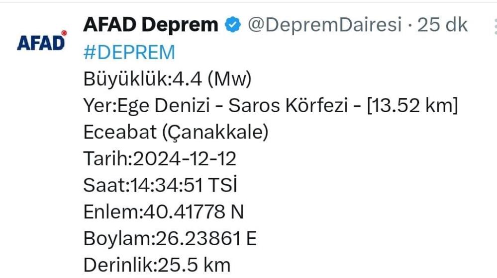 Saros Körfezi’ndeki deprem Keşan’da da hissedildi Saros Körfezi’ndeki deprem Keşan’da da hissedildi