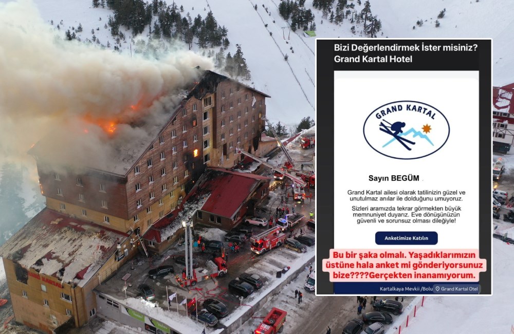 Grand Kartal Otel’den yangın felaketi sonrası tepki çeken mesaj: “Bu bir şaka olmalı”