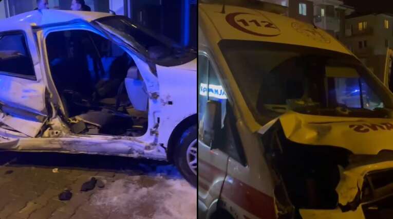 Hasta taşıyan ambulans ile otomobil çarpıştı: 8 yaralı