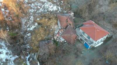 Sinop’taki heyelan bölgesi havadan görüntülendi
