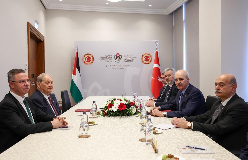 TBMM Başkanı Kurtulmuş, İstanbul’da Filistin Ulusal Konseyi Başkanı Fattouh ile görüştü