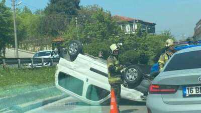 Bursa’da feci kaza! Araç takla attı