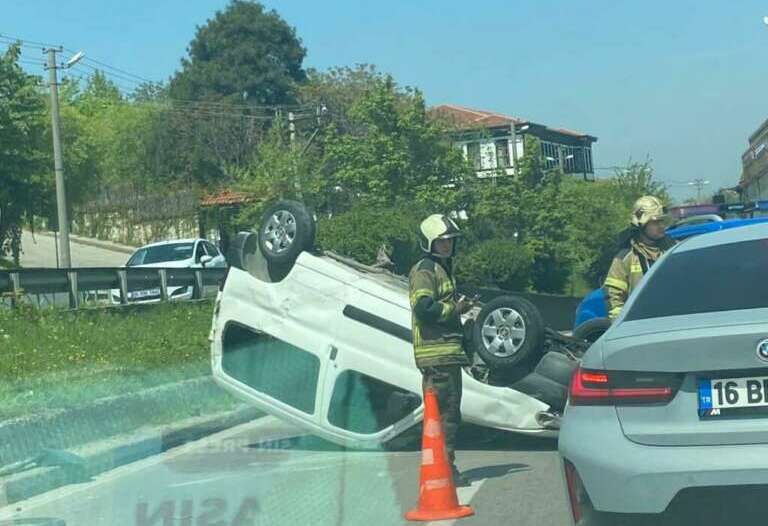 Bursa’da feci kaza! Araç takla attı