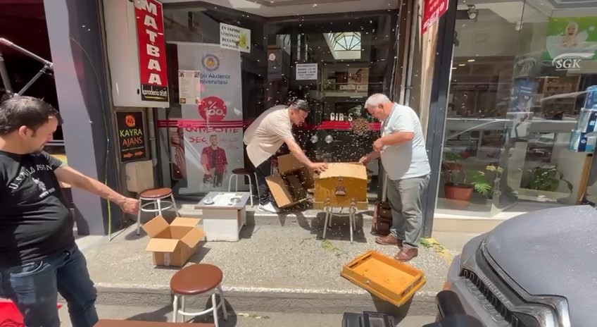Bursa’da binlerce arı iş merkezini bastı