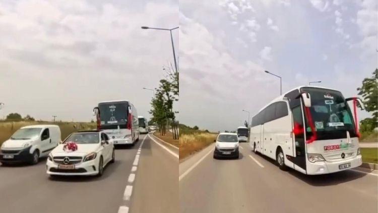 Bursa’da yolcu otobüsü düğün konvoyuna girdi, konvoyda tehlikeli anlar kamerada Bursa’da yolcu otobüsü düğün konvoyuna girdi, konvoyda tehlikeli anlar kamerada