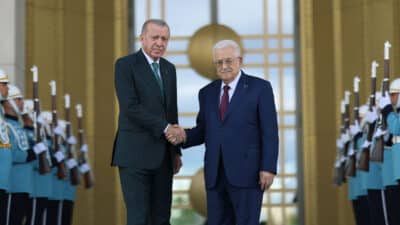 Cumhurbaşkanı Recep Tayyip Erdoğan, Filistin Devlet Başkanı Mahmud Abbas ile