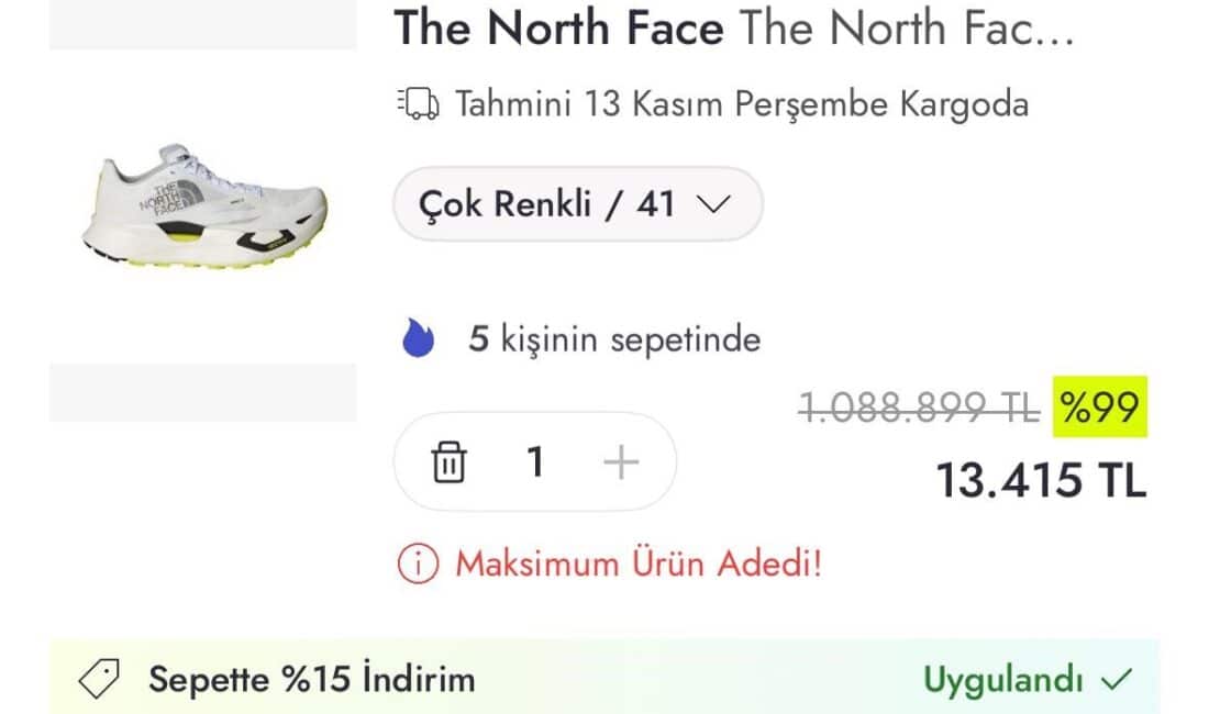 Bir online alışveriş sitesinde ayakkabının fiyatı 1 milyon 88 bin