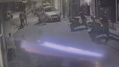Bursa'nın İznik ilçesinde gece yarısı yaşanan silahlı saldırı, güvenlik kamerasına